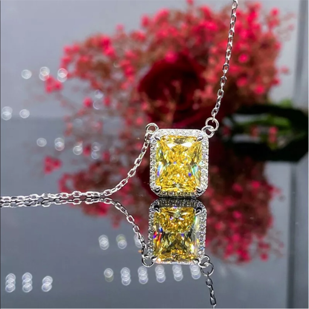 925 Sterling Silver Citrine Pendant Necklace 30$